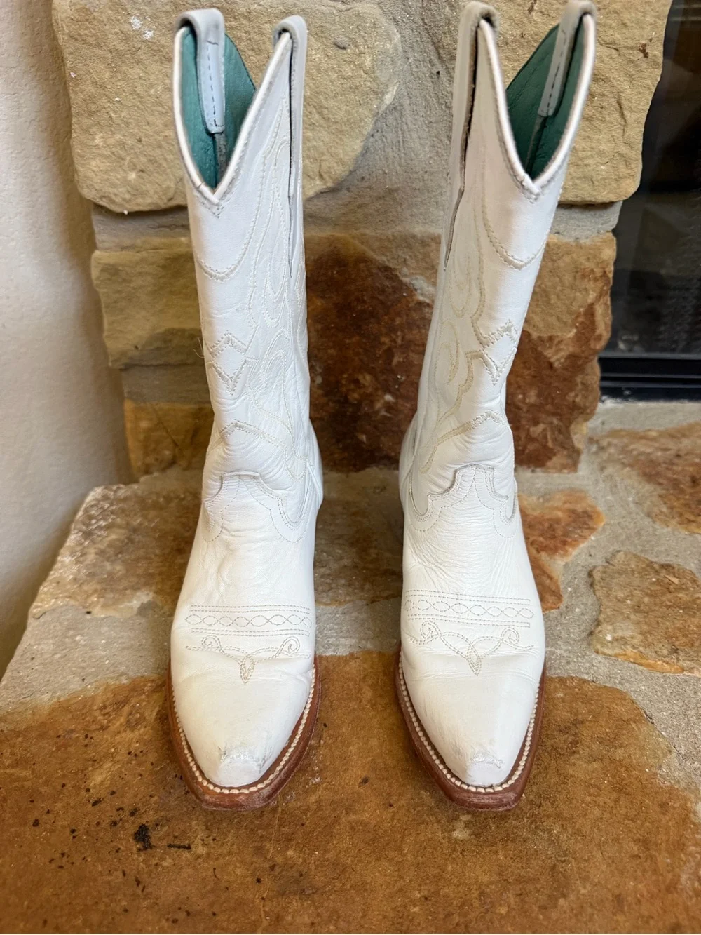 White Girls Corral Cowboy Boots - Classic Embroidered Leather